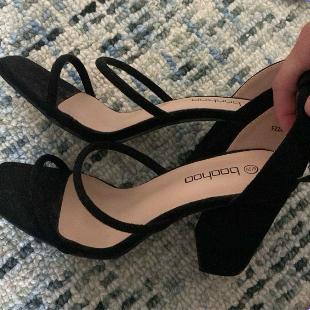 Boohoo Black Strappy Heels